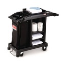 Cleaning Carts | Suncast Commercial HKCCT100 23.25 in. x 53.18 in. x 46.57 in. 1 Shelf Plastic Compact Standard Housekeeping Cart - Black image number 2