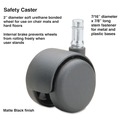 Office & Office Supplies | Master Caster 64334 2 in. Soft Polyurethane Wheel Grip Ring Type B Stem Standard Neck Safety Casters - Matte Black (5/Set) image number 0