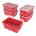 Boxes & Bins | Storex 62407U05C 12.28 in. x 7.95 in. x 5.23 in. Cubby Bin with Lid - Red (5/Pack) image number 0