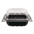 Food Trays, Containers, and Lids | Karat FP-PHC66PP-1C Polypropylene Plastic Hinged Container 6 x 6 x 3 Black/Clear Plastic 50/Pack 6 Packs/Carton image number 4