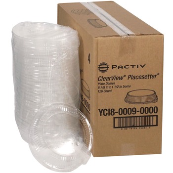 Pactiv Corp. YCI800090000 8.75 in. x 0.8 in. ClearView Dome-Style Plastic Lid with Tabs - Clear (126/Carton)