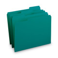 File Folders | Smead 13134 1/3-Cut Tabs Assorted Letter Size 0.75 in. Expansion Reinforced Top Tab Colored File Folders - Teal (100/Box) image number 0