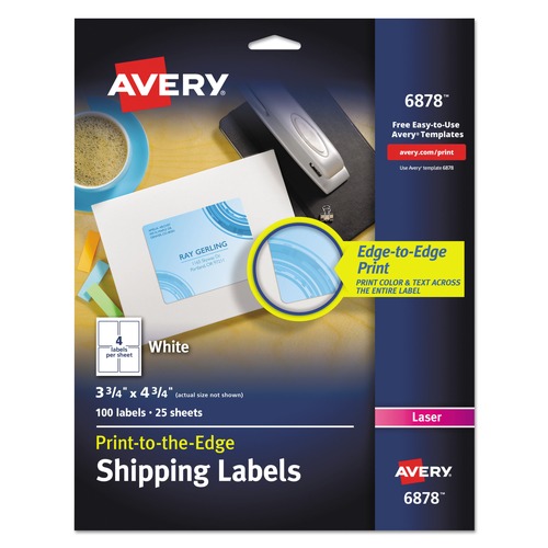 Labels | Avery 06878 3.75 in. x 4.75 in. Vibrant Laser Color-Print Labels with Sure Feed - White (100/Pack) image number 0