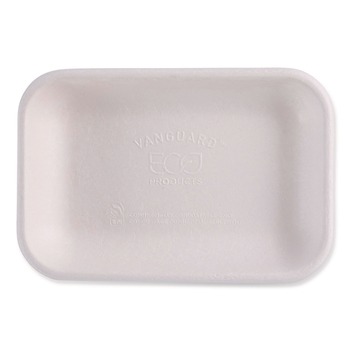 Eco-Products EP-SCRC12NFA WorldView Vanguard 7 in. x 4.75 in. x 1 in. 12 oz. Sugarcane Fiber Rectangular Container - White (400/Carton)