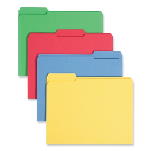 File Folders | Smead 11641 1/3-Cut Tabs: Assorted Letter Size 0.75 in. Expansion Reinforced Top Tab Colored File Folders - Assorted Colors (12/Pack) image number 0