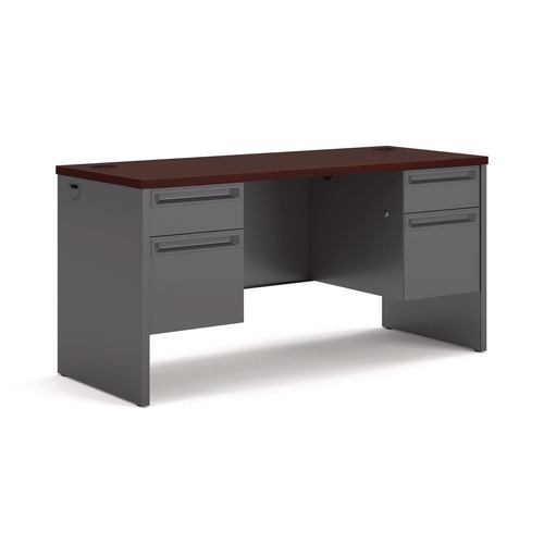 Office Desks & Workstations | HON H38852.N.S 38000 Series 60 in. x 24 in. x 29.5 in. Kneespace Credenza - Mahogany/Charcoal image number 0