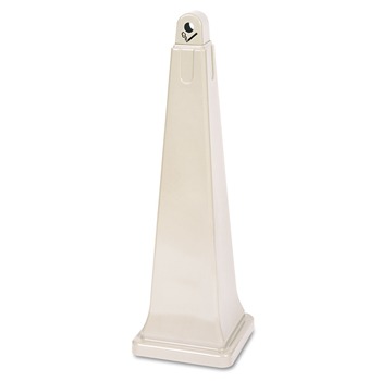 SMOKING RECEPTACLES | Rubbermaid Commercial FG257088BEIG 12.25 in. x 39.75 in. 1 gal. GroundsKeeper Pyramid Cigarette Waste Collector - Beige