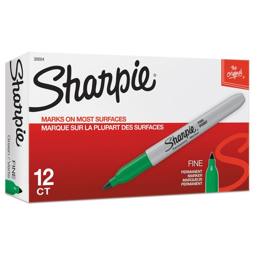 Permanent Markers | Sharpie 30004 Fine Bullet Tip Permanent Marker - Green (1-Dozen) image number 0