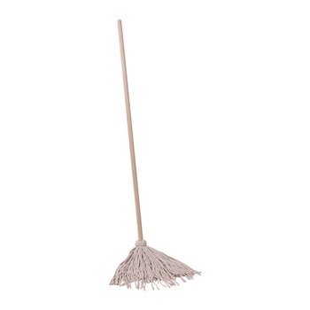 Boardwalk BWK120C 54 in. Natural Wood Handle/Deck Mops with #20 White Cotton Head