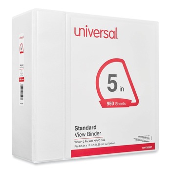 BINDERS | Universal UNV20997 5 in. Capacity 11 in. x 8.5 in. 3-Slant-Ring View Binder - White