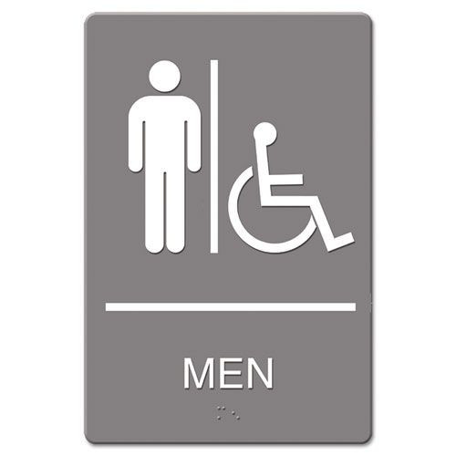 Floor Signs & Safety Signs | Headline Sign 4815 6 in. x 9 in. Molded Plastic Men Restroom and ADA Sign - Gray image number 0