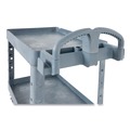 Cleaning Carts | Rubbermaid Commercial 2192463 BRUTE Heavy-Duty Ergo Handle Utility Cart Plastic 2 Shelves 750 lb Capacity 26-in x 55-in x 33.25-in Gray image number 4
