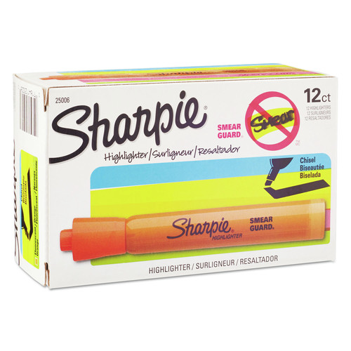 Highlighters | Sharpie 25006 Tank Style Chisel Tip Highlighters - Orange Ink/Orange Barrel (1-Dozen) image number 0