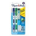 Pencils | Paper Mate 1759214 0.9 mm HB (#2) Clear Point Mechanical Pencils with Tube of Lead/Erasers - Black Lead, Assorted Barrel Colors (2/Set) image number 0