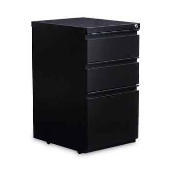 Alera ALEPBBBFBL 14.96 in. x 19.29 in. x 27.75 in. 3-Drawers: Box/Box/File Legal/Letter Left or Right File Pedestal with Full-Length Pull - Black