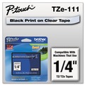 Labels | Brother P-Touch TZE111 0.23 in. x 26.2 ft. TZe Standard Adhesive Laminated Labeling Tape - Black on Clear image number 0