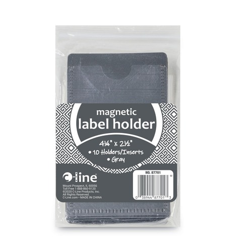 Labels | C-Line 87701 4.25 in. x 2.5 in. Slap-Stick Side Load Magnetic Label Holders - Gray (10/Pack) image number 0