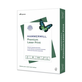 COPY AND PRINTER PAPER | Hammermill 10460-4 Premium Laser 24 lbs. 8.5 in. x 11 in. Print Paper - 98 Bright White (500/Ream)