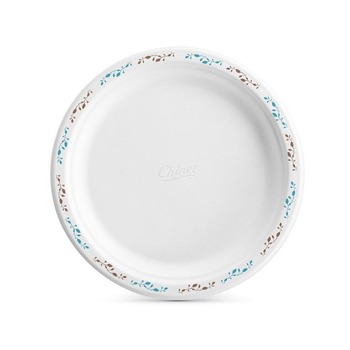 BOWLS AND PLATES | Huhtamaki 22523 9-3/4 in. Round Molded Fiber Plates - Vine Print (500/Carton)