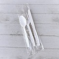 Cutlery | Boardwalk BWK3KITHVYWH 3-Piece Polystyrene Fork/Knife/Teaspoon Cutlery Kit - White (250/Carton) image number 3