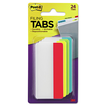 Post-it Tabs 686-ALYR3IN 3 in. Wide 1/3-Cut Solid Color Tabs - Assorted Colors (24/Pack)