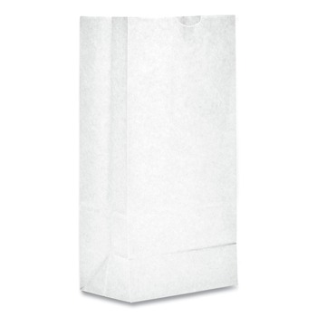  | Ross & Wallace Paper Products 120308500PK/BL 6 in. x 3.88 in. x 12.5 in. #8 Size Grocery Paper Bags - White (500/Bundle)