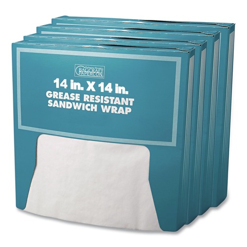Food Wraps | Bagcraft P057014 14 x 14 Grease-Resistant Paper Wraps and Liners - White (4000/Carton) image number 0