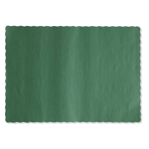 Linen and Table Accessories | Hoffmaster 310528 9-1/2 in. x 13.50 Solid Color Scalloped Edge Placemats - Hunter Green (1000/Carton) image number 0