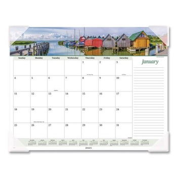 AT-A-GLANCE 89803 12-Month: Jan 2026 to Dec 2026 22 in. x 17 in. Seascape Panoramic Desk Pad - White Sheets, Clear Corners