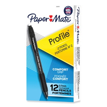 PENCILS | Paper Mate 2101972 Profile 0.7 mm Mechanical Pencils - Black Lead/Black Barrel (1-Dozen)