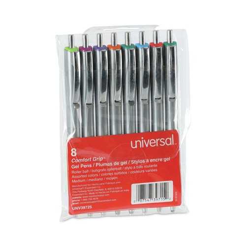Pens | Universal 39725 0.7 mm. Medium Comfort Grip Retractable Gel Pen - Assorted Ink and Barrel Colors (1-Set) image number 0