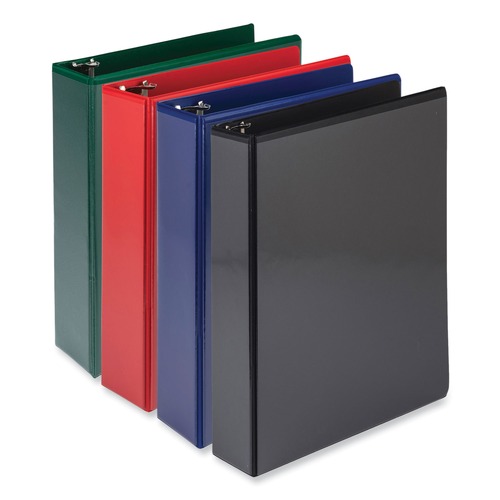 Binders | Samsill MP46468 11 in. x 8.5 in. 2 in. Capacity 3 Rings Durable D-Ring View Binders - Black/Blue/Green/Red (4/Pack) image number 0