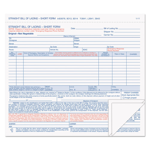 Retail Store Supplies | TOPS 3841 7 x 8.5 Three-Part Carbonless Hazardous Material Short Form (50/Pack) image number 0