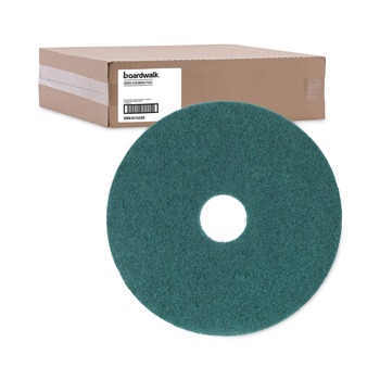 Boardwalk BWK4016GRE 16 in. Diameter Heavy-Duty Scrubbing Floor Pads - Green (5/Carton)