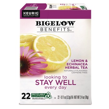 Bigelow 5000359645 0.11 oz Benefits Herbal K-Cup - Lemon and Echinacea (22/Box)