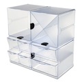 Desktop Organizers | Deflecto 350301 6 in. x 7.2 in. x 6 in. 4 Compartments 4 Drawers Stackable Plastic Cube Organizer - Clear image number 4