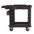 Cleaning Carts | Suncast Commercial PUCHD1937 19.5 in. x 41.78 in. x 34.81 in. 500 lbs. Capacity 2 Shelves 6 Bins Plastic Heavy Duty Plus Utility Cart - Black image number 5