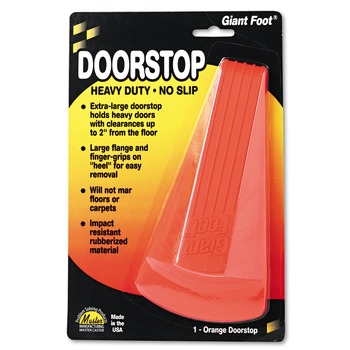 Master Caster 00965 Giant Foot 3.5 in. W x 6.75 in. D x 2 in. H No-Slip Rubber Wedge Doorstop - Safety Orange