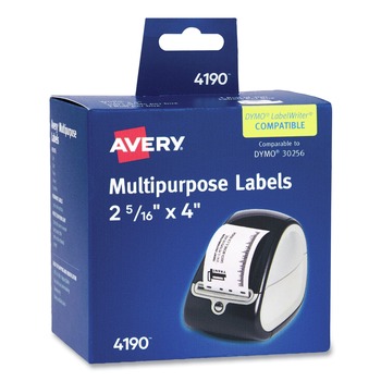 Avery 4190 4 in. x 2.94 in. Multipurpose Thermal Labels - (300/Roll, 1 Roll/Box)