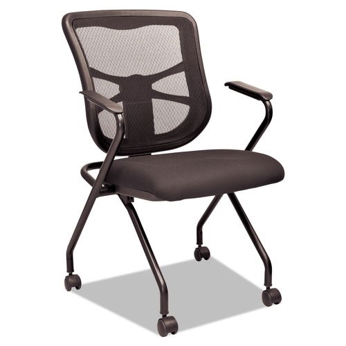 Office Chairs | Alera ALEEL4914 18.11 in. Seat Height Elusion Mesh Nesting Chairs with Padded Arms Supports Up to 275 lbs. - Black (2/Carton) image number 0
