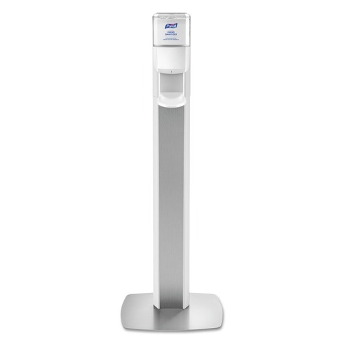Soap Dispensers | PURELL 7306-DS-SLV 1200 ml 13.16 in. x 16.63 in. x 51.57 in. Messenger ES6 Floor Stand with Dispenser - Silver/White image number 0