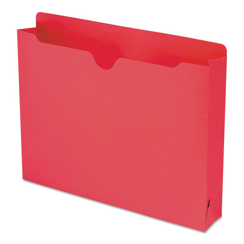 File Folders | Smead 75569 Straight Tab Letter Size Colored File Jackets with Reinforced Double-Ply Tab - Red (50/Box) image number 0