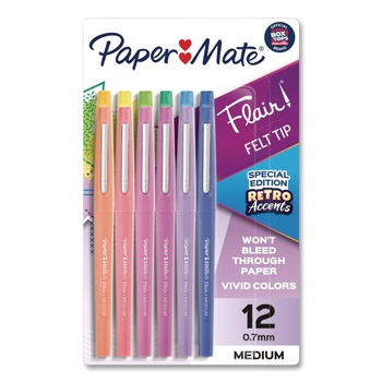 Paper Mate 2097886 Flair Medium 0.7 mm Felt Tip Porous Point Pen - Randomly Assorted Ink/Randomly Assorted Barrel (12/Pack)