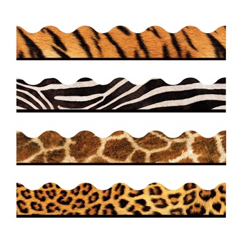  | TREND T92917 2.25 in. x 156 ft. Animal Prints Terrific Trimmers Print Board Trim - Assorted Colors/Designs
