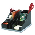 Desktop Organizers | Deflecto 35172 8.13 in. x 9.13 in. x 5.19 in. 6 Compartments Silhouettes All-In-One Plastic Caddy - Black/Silver image number 2