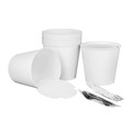 Food Trays, Containers, and Lids | Karat C-FB170W_BUNDLE 8.9 in. x 8.36 in. 170 oz. Paper Food Bucket with Lid - White (150/Carton) image number 1