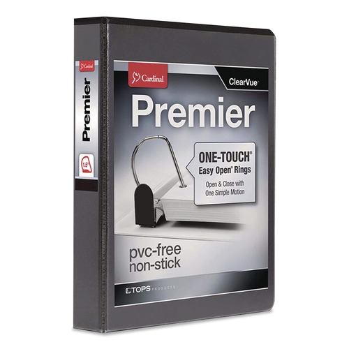 Just Launched | Cardinal 10311 Premier Easy Open 1-1/2 in. Capacity 11 in. x 8-1/2 in. 3 Ring ClearVue Locking Slant-D Ring Binder - Black image number 0