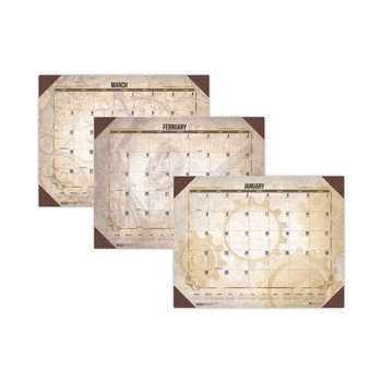 House of Doolittle 157 22 in. x 17 in. 12-Month (Jan-Dec) 2026 Recycled Vintage Desk Pad Calendar - Vintage Artwork/Sepia Sheets/Brown Corners