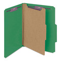 File Folders | Smead 13733 4-Section Pressboard Top Tab Classification Folders with 4 SafeSHIELD Fasteners - Letter Size/Green (10/Box) image number 0
