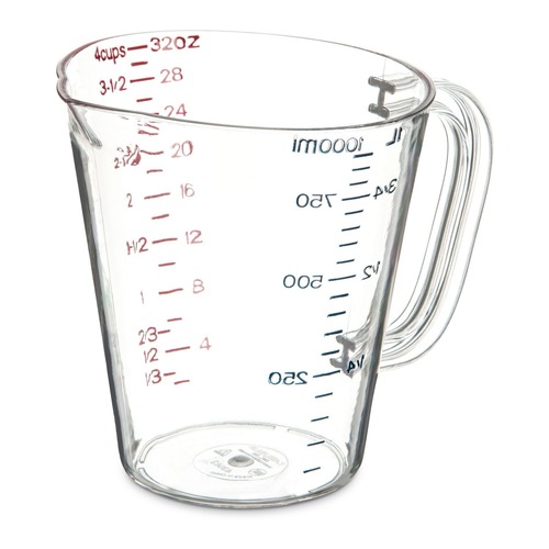 Food Service | Carlisle 4314307 1-Quart Commercial Plastic Measuring Cup - Clear image number 0